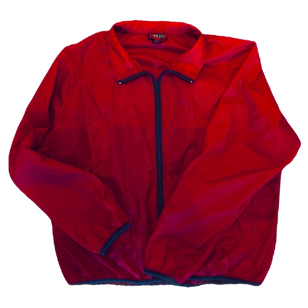 Lands End Red Full Zip Windbreaker Nylon Jacket